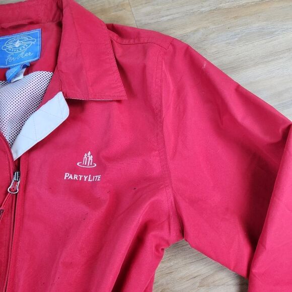 💜PartyLite Red Lightweight Belted Trench Jacket Medium - Picture 4 of 13